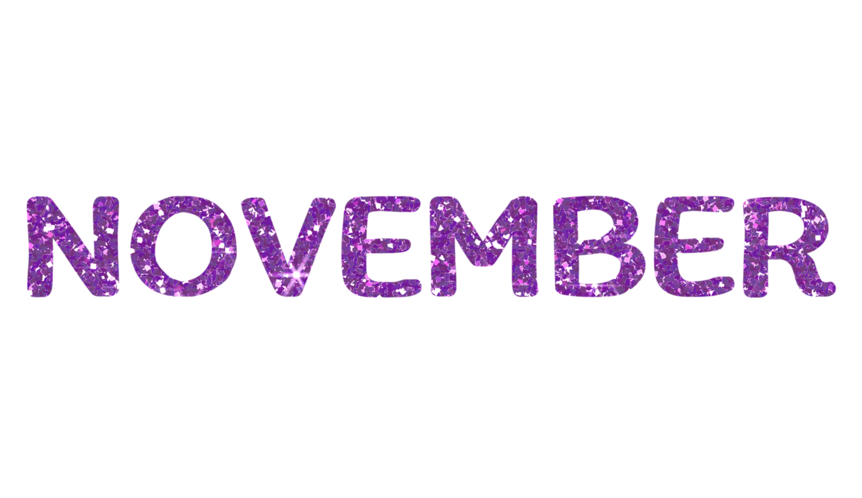 Purple glitter NOVEMBER Letters Icon. November sign. Design for decorating, background, wallpaper, illustration. png