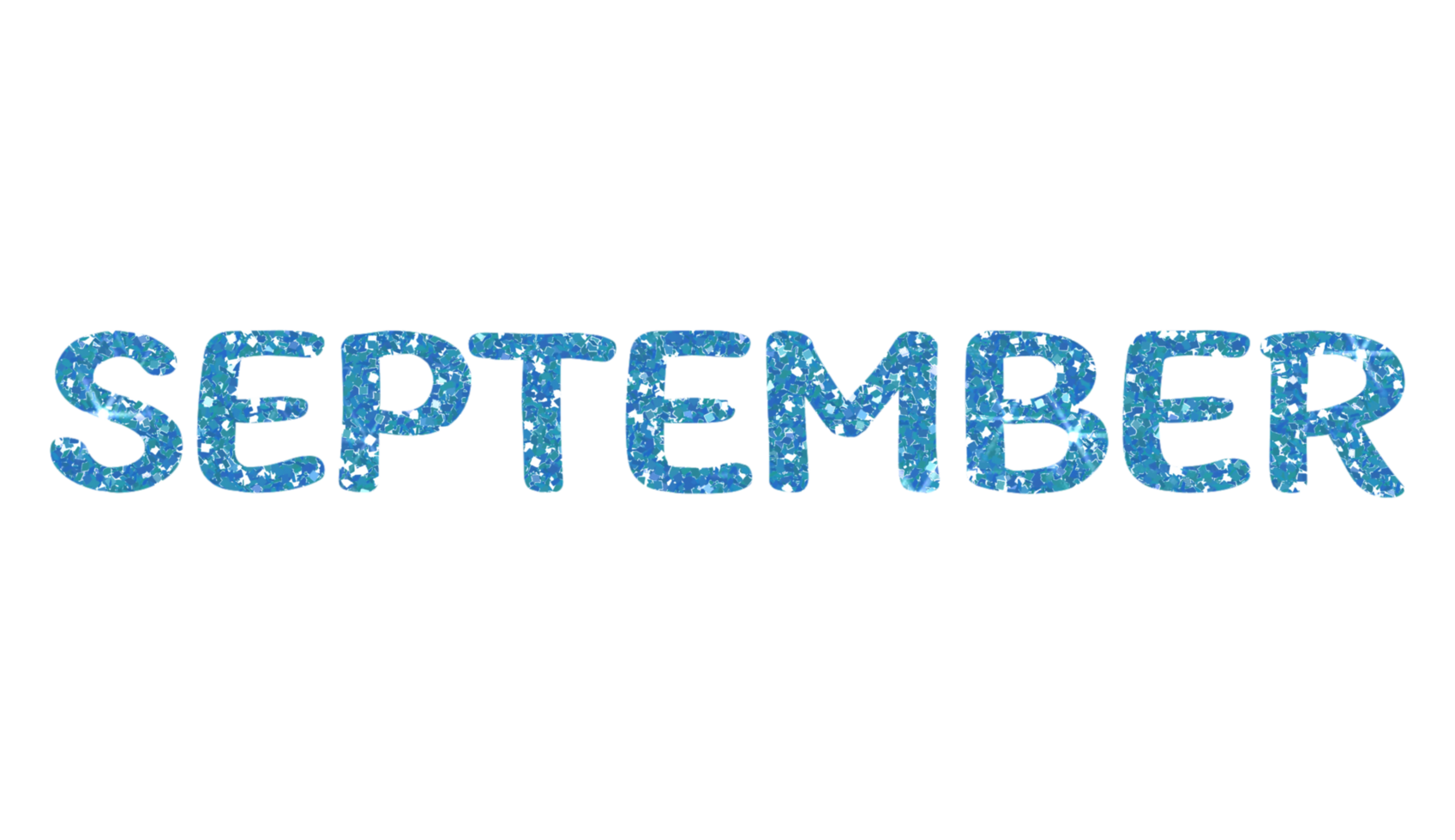 Blue glitter SEPTEMBER Letters Icon. September sign. Design for decorating, background, wallpaper, illustration. png