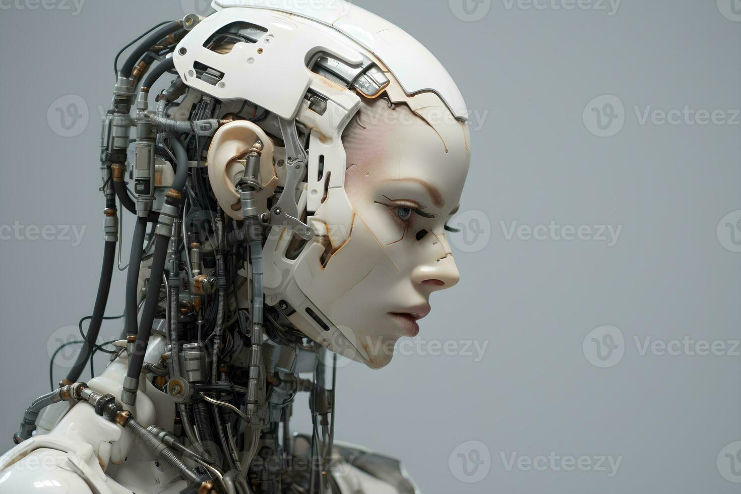 Head with alpha robot. Generative AI. photo