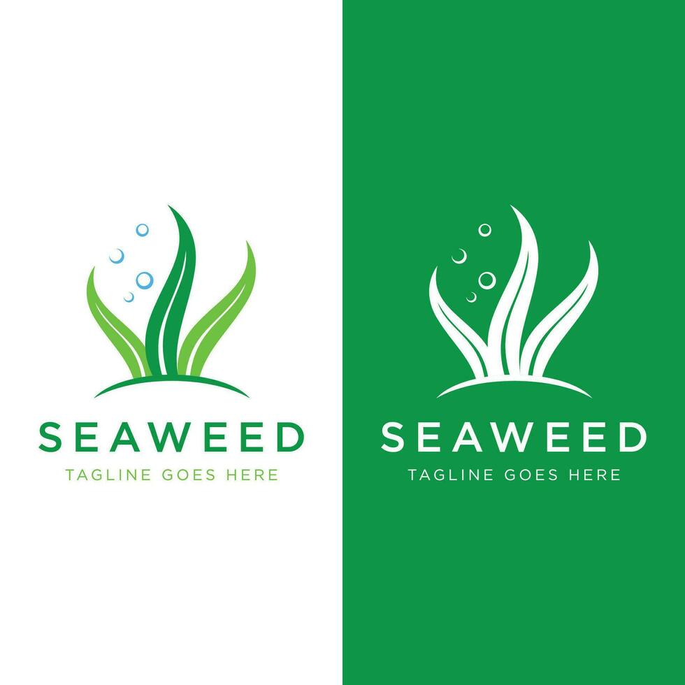 Natural seaweed and coral reef logo design template vector illustration.