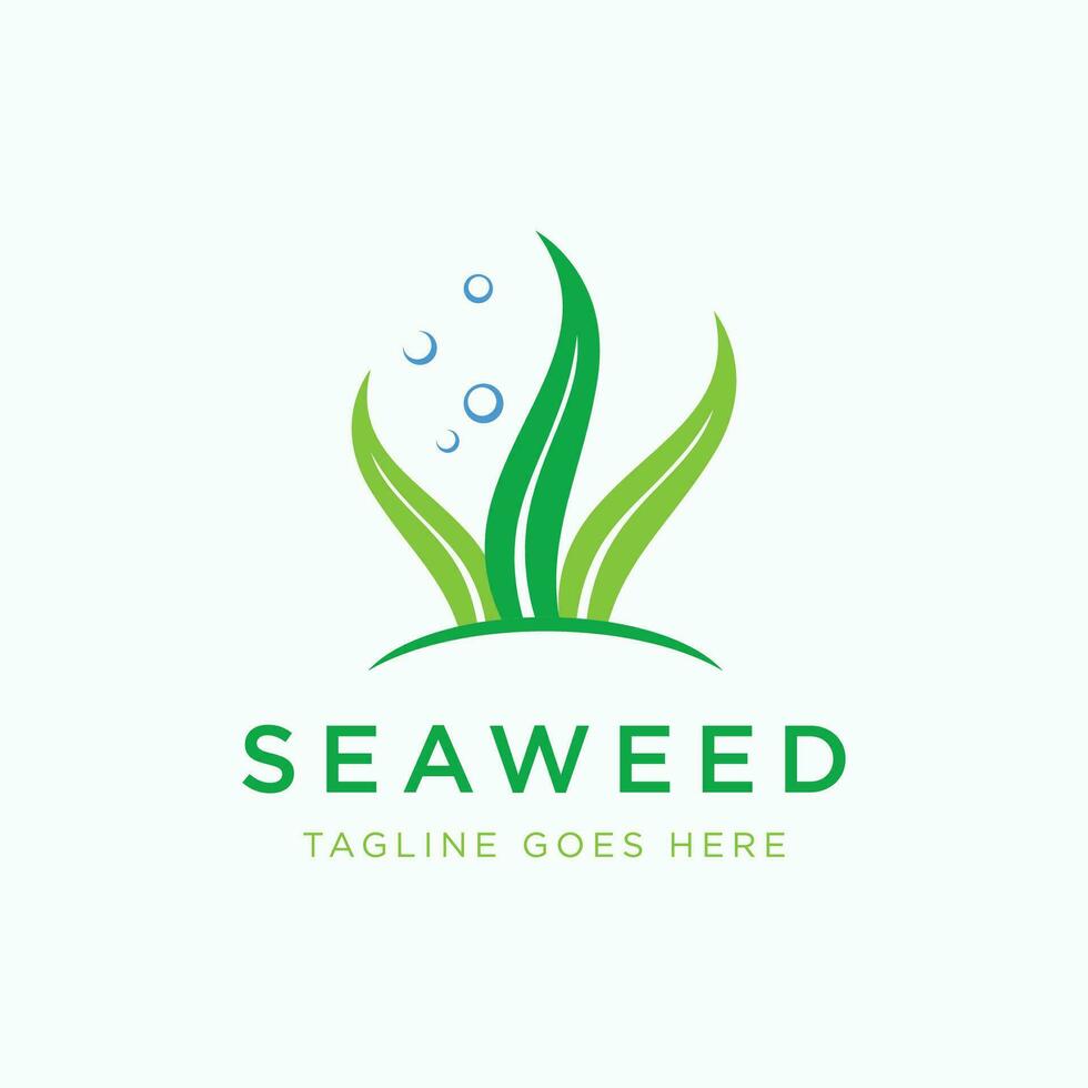 Natural seaweed and coral reef logo design template vector illustration.