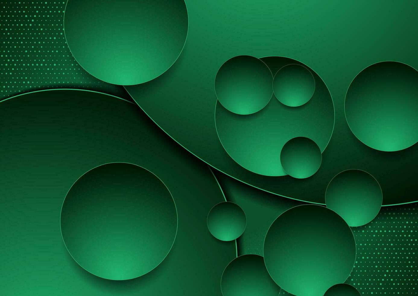 Bright green geometric background with circles vector