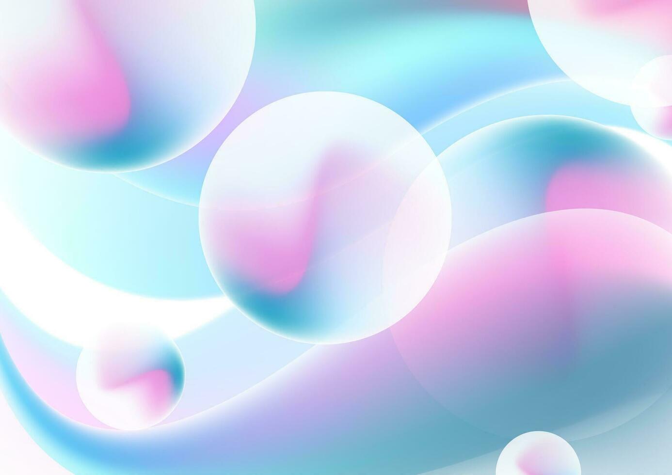 Blue pink 3d blurred sphere balls abstract background vector