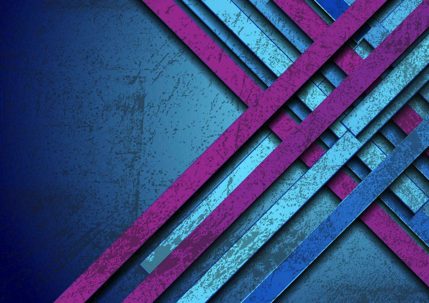 Blue violet stripes grunge tech geometric abstract background vector