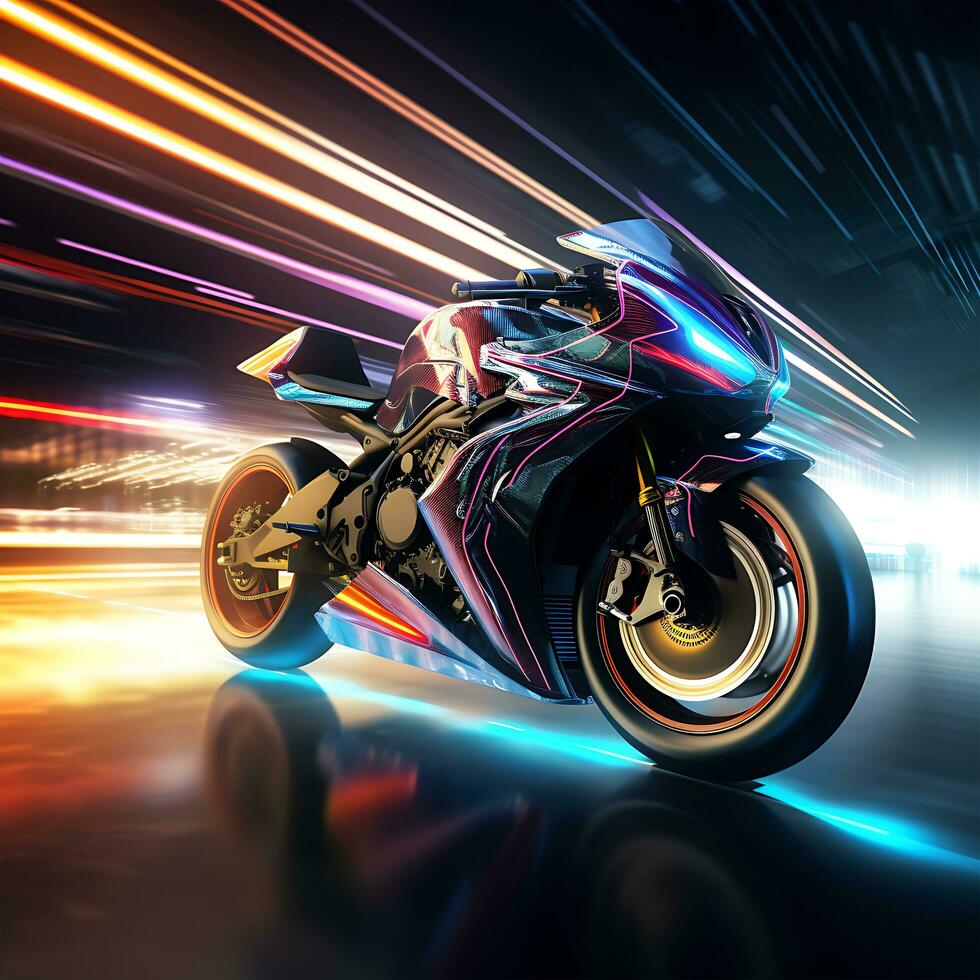 A Cool Racing motorcycle powerful bike in the garage photo