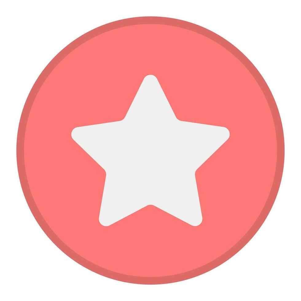 White star on a round red button, vector