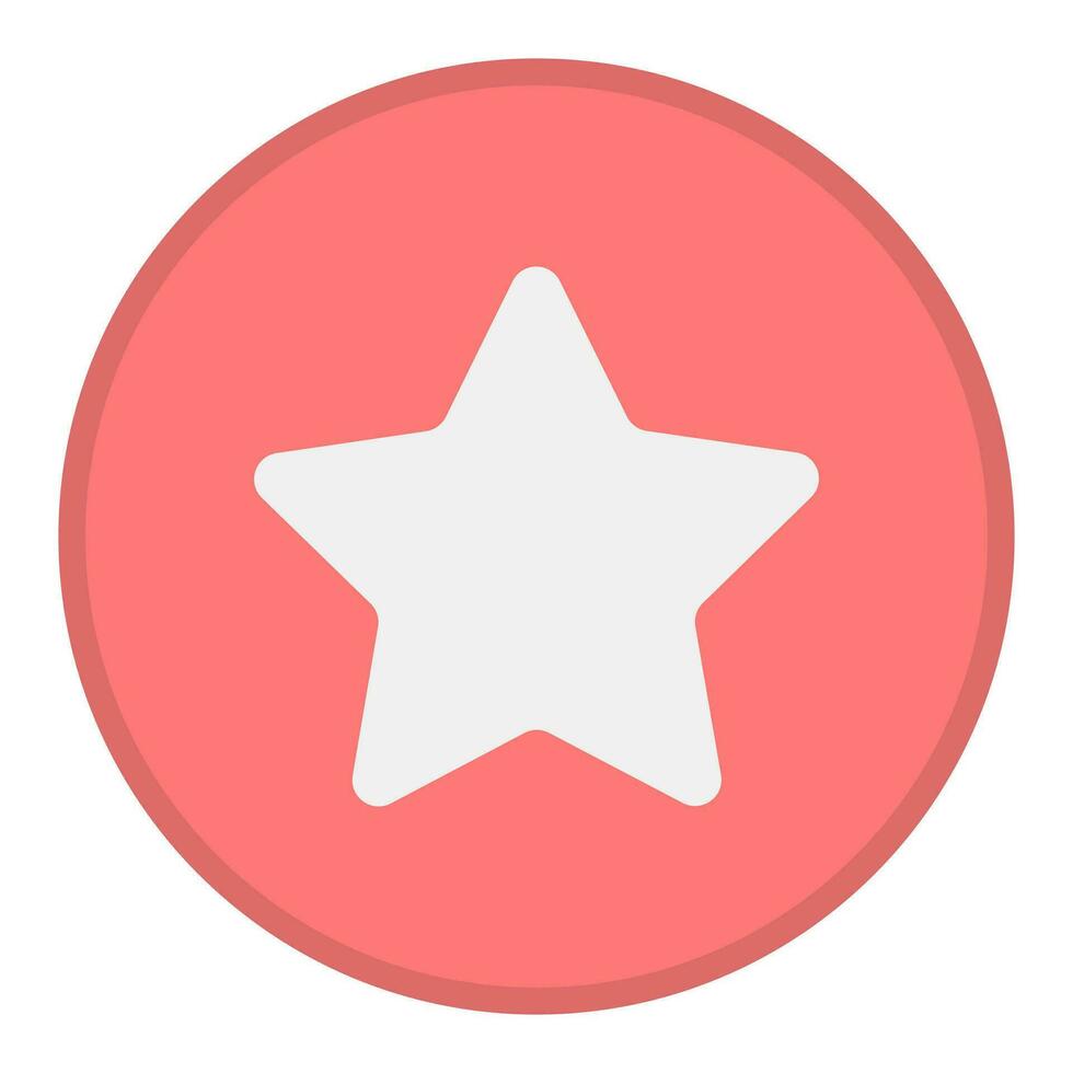 White star on a round red button, vector