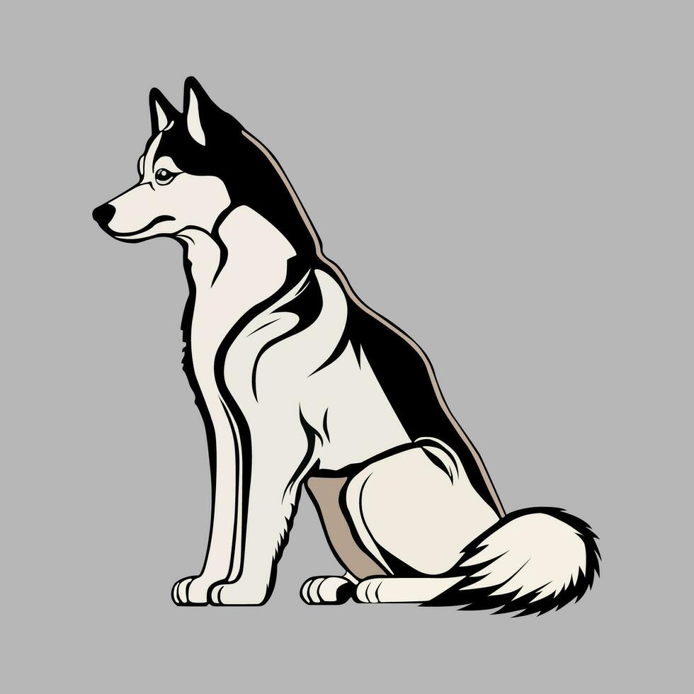 Dog vector on gray background.