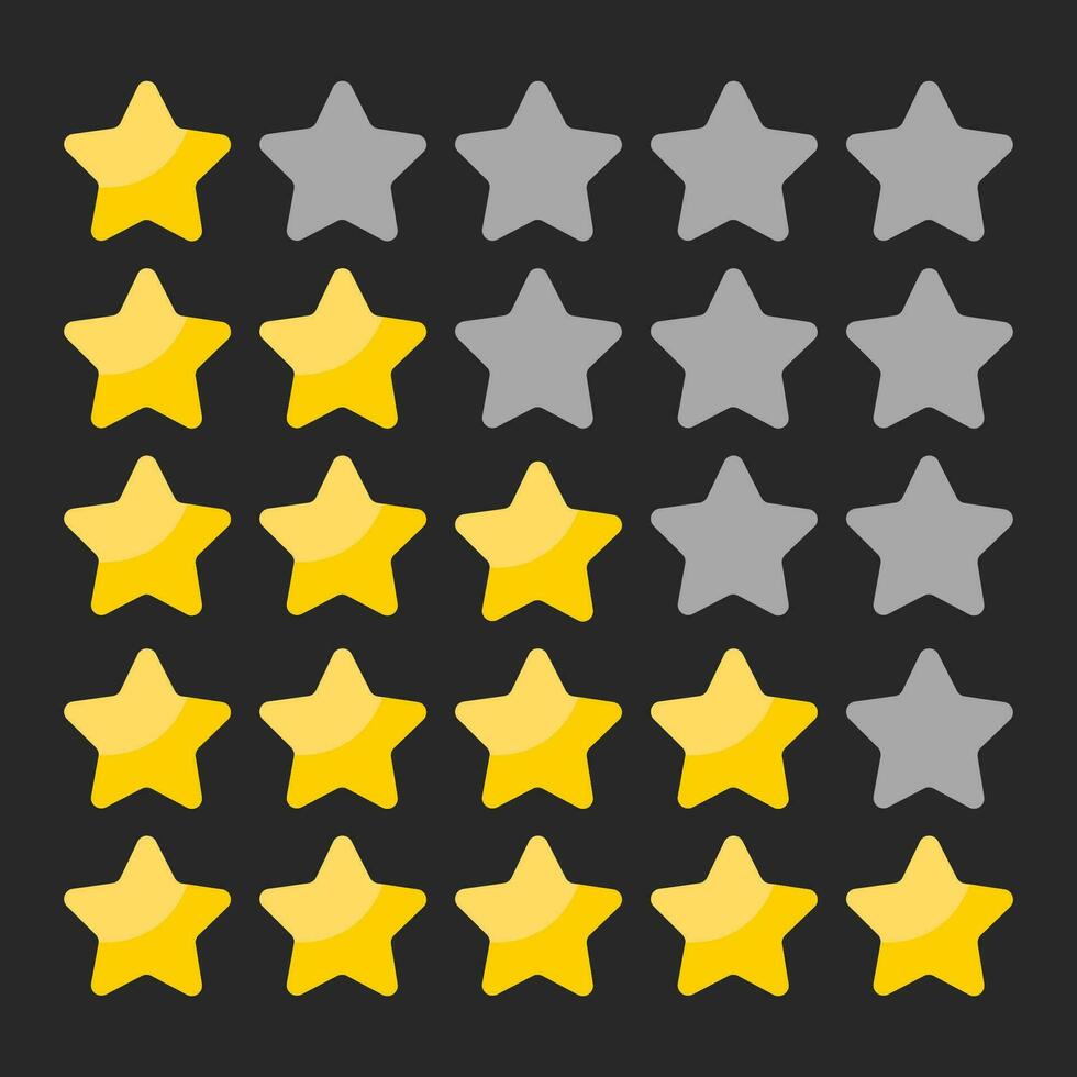 Vector five stars customer product rating review flat icon for apps and websites vector illustration.