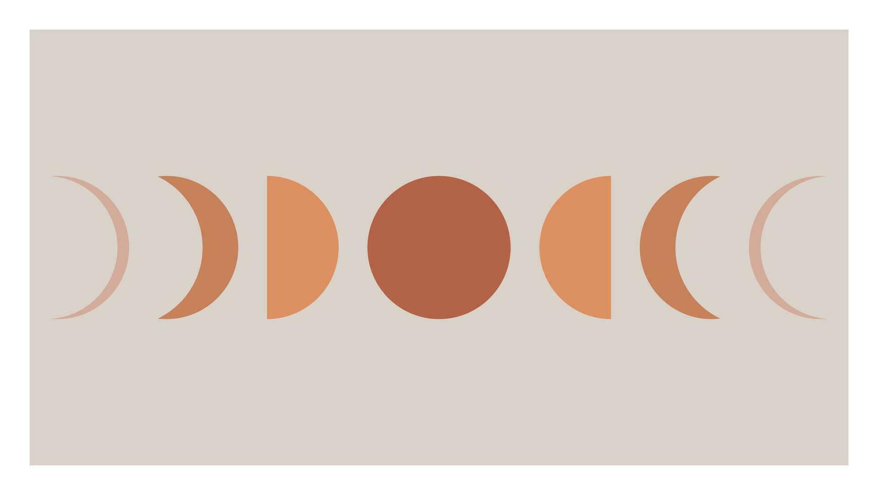 Moon phase change, month cycle icon. Moon calendar. Graphical pastel brown form of transformation of moon in month. vector