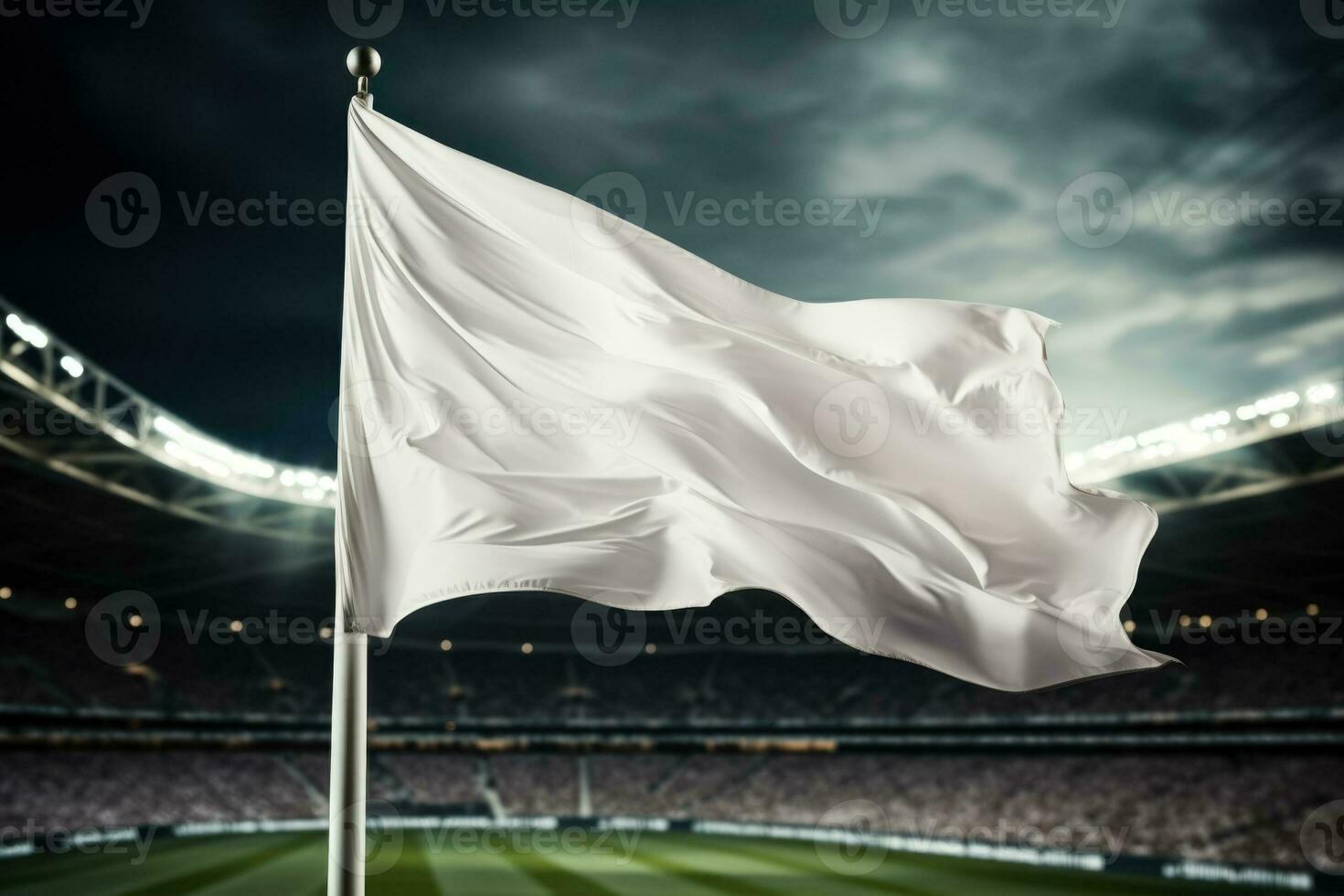 White flag flying high in stadiums bridging nations at various sports events photo