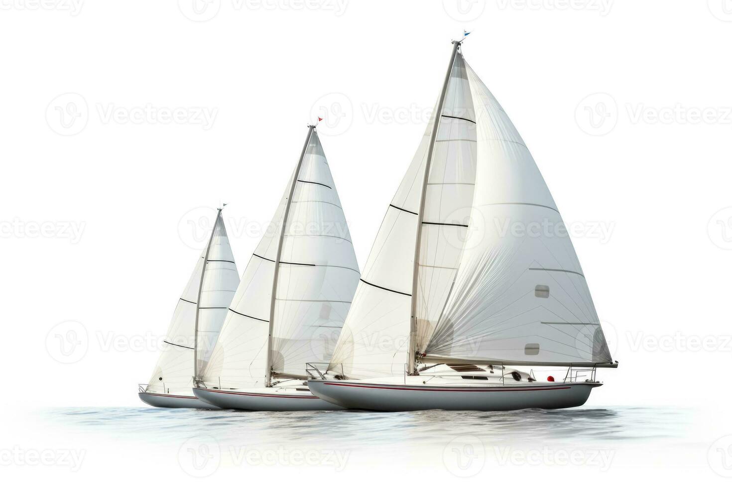 Sailing boats with white flag fluttering isolated on a white background photo