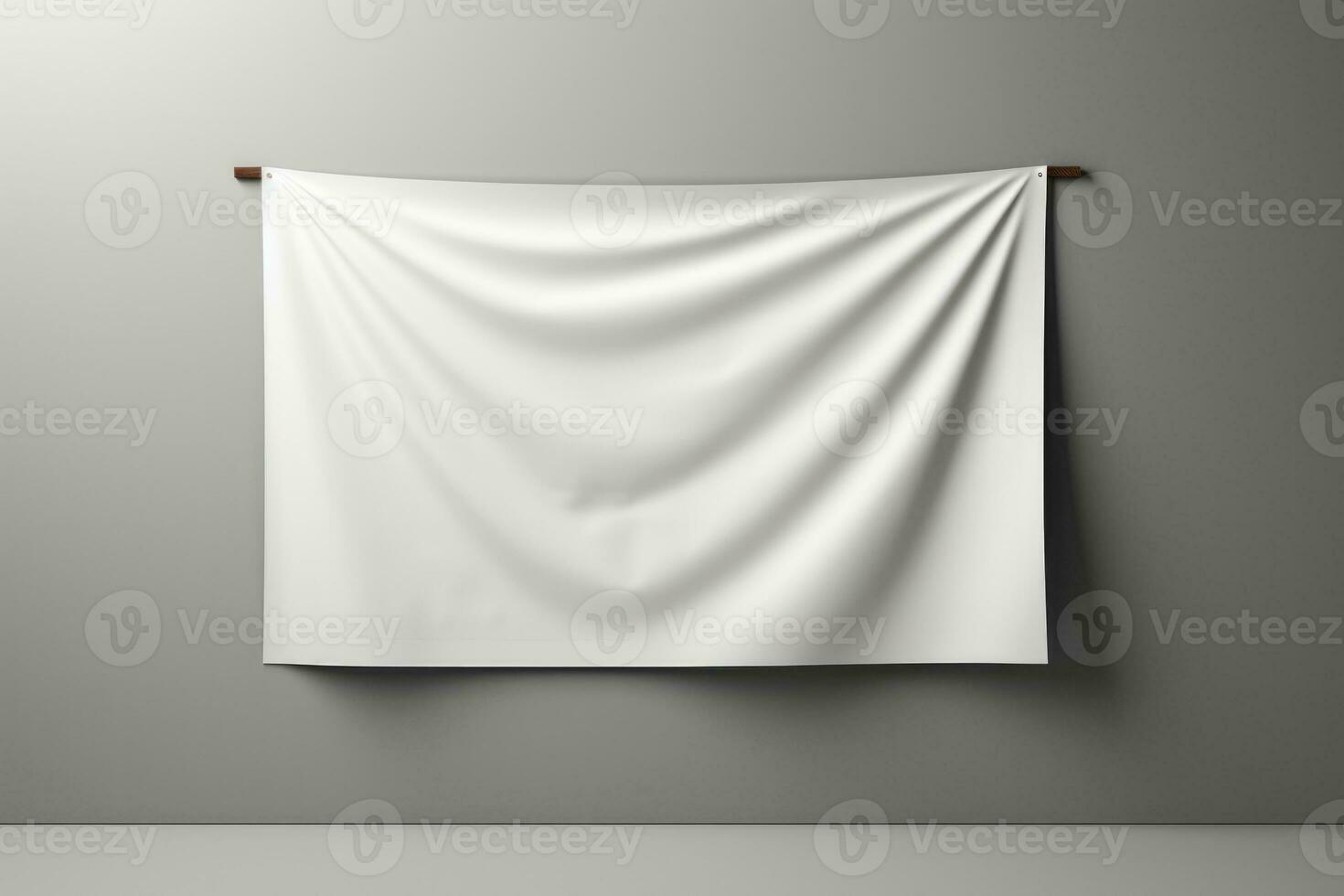 Minimalist white flag art display isolated on a grey gradient background photo