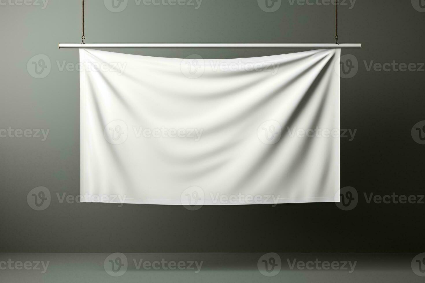 Minimalist white flag art display isolated on a grey gradient background photo