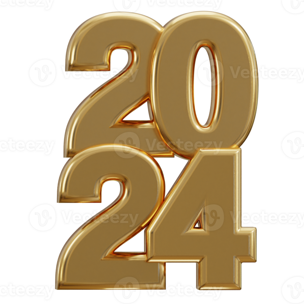 nuevo año 2024 dorado texto 3d representación 29724768 PNG