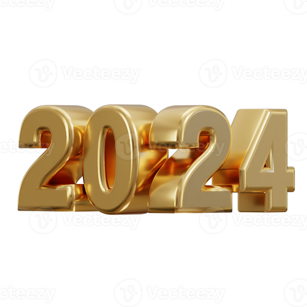 New year 2024 golden text 3d rendering 29724781 PNG
