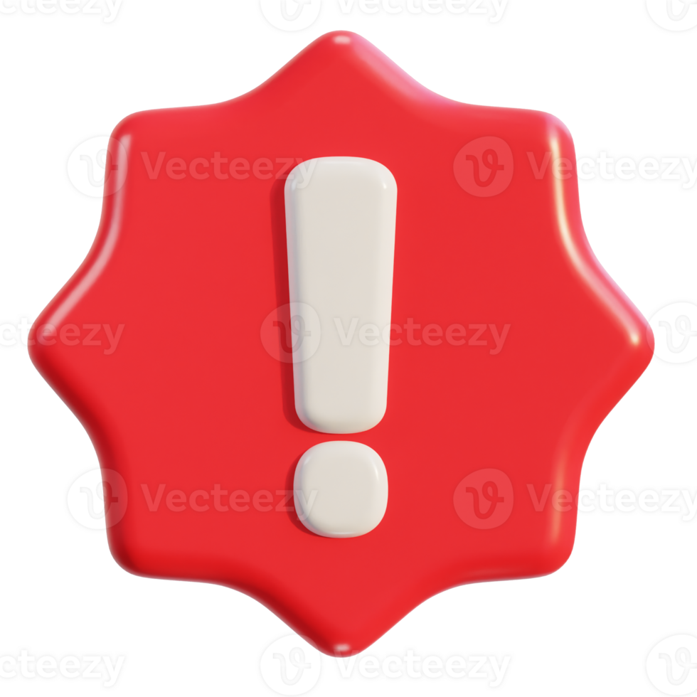 3d exclamation circle sign warning or danger risk message alert problem icon png