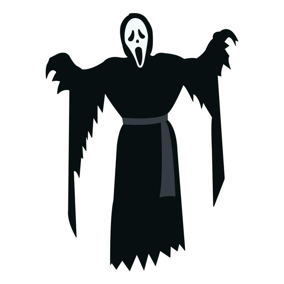 Halloween Ghost with black color vector isolated design on white background