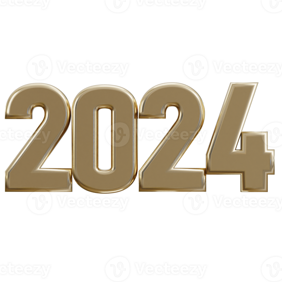 nuevo año 2024 dorado texto 3d representación 29724875 PNG