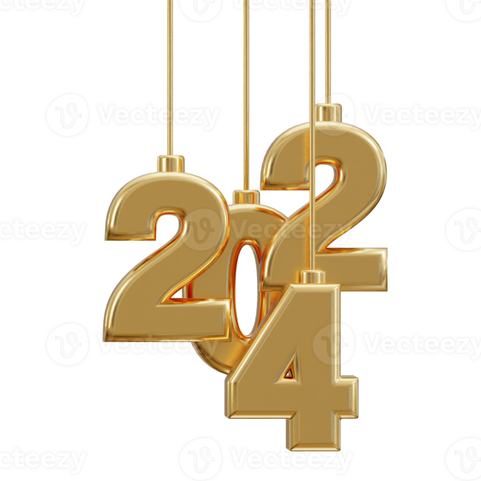 Novo ano 2024 dourado texto 3d Renderização 29724883 PNG