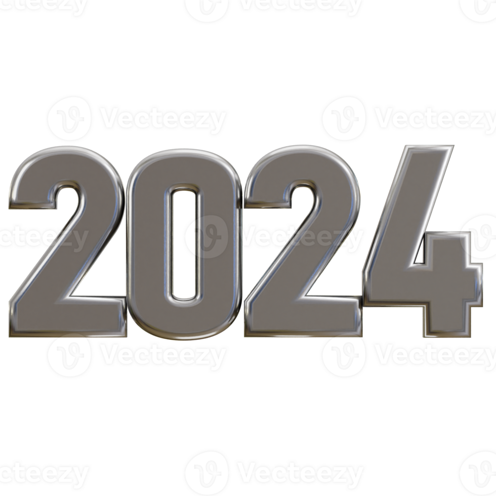 New year 2024 silver text 3d render 29724893 PNG