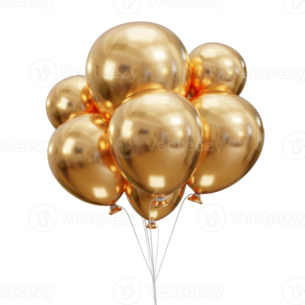 3d golden balloon icon illustration png