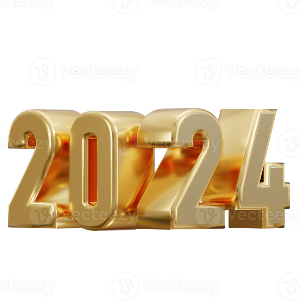 nuevo año 2024 dorado texto 3d representación 29724904 PNG