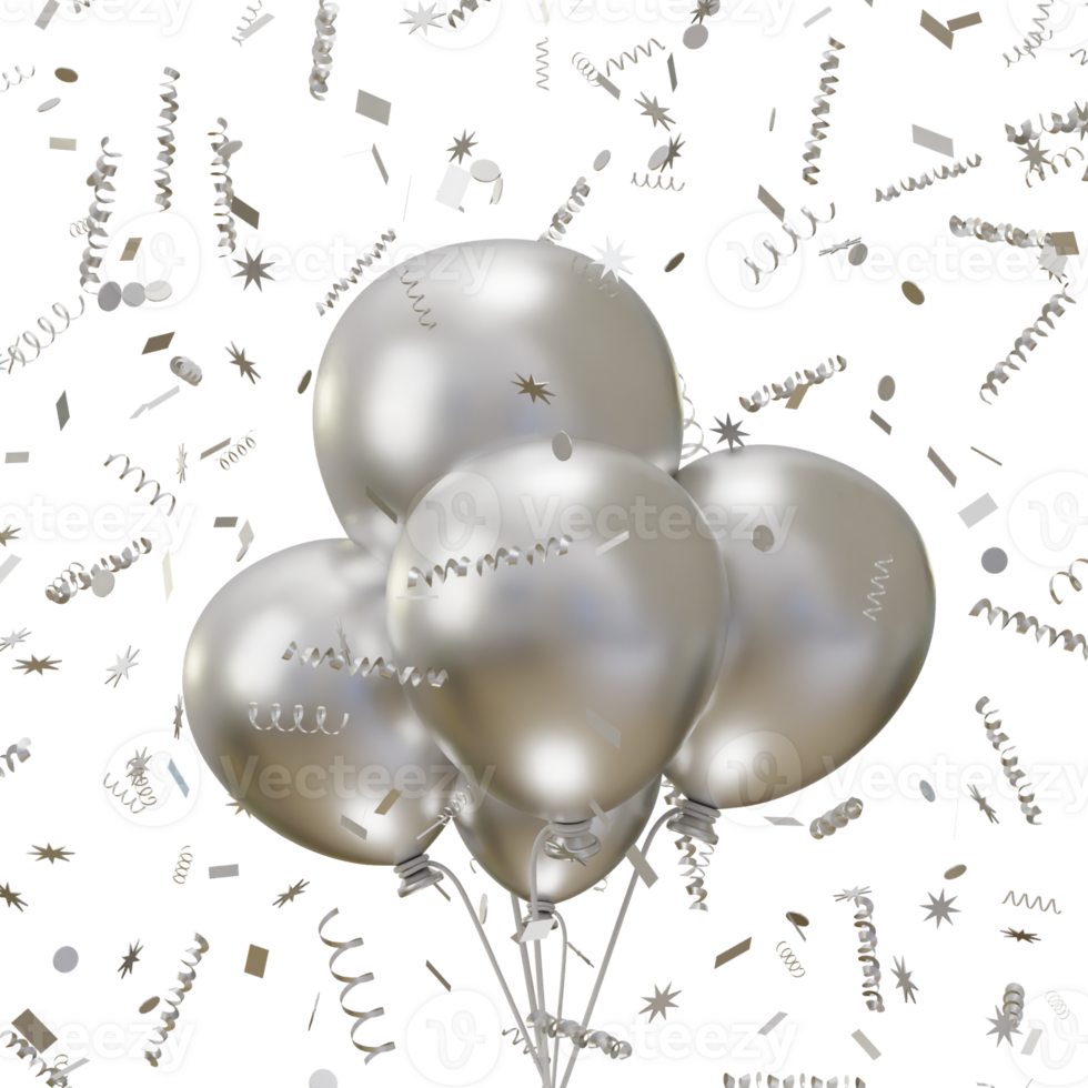 3d silver balloon icon illustration png