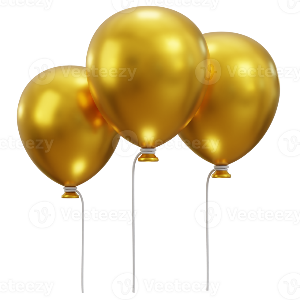 3d golden balloon icon illustration png