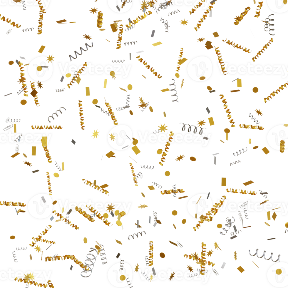 golden party confetti background in realistic style png