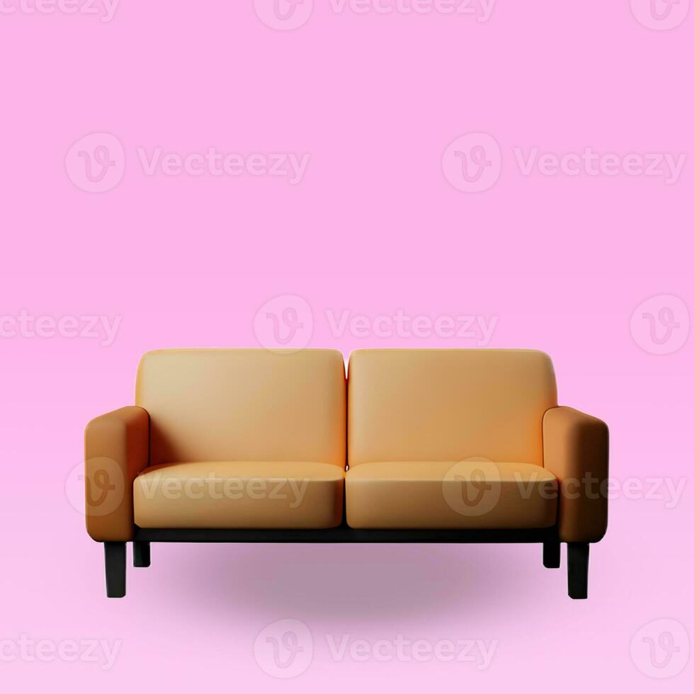 isométrica de un sofá recorte camino en rosado aislado antecedentes. generativo ai. foto