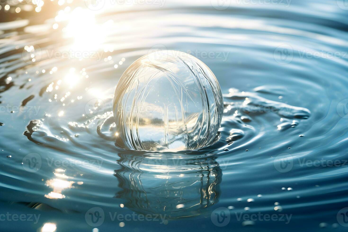 Ball of water suspended in the air.Generative AI photo