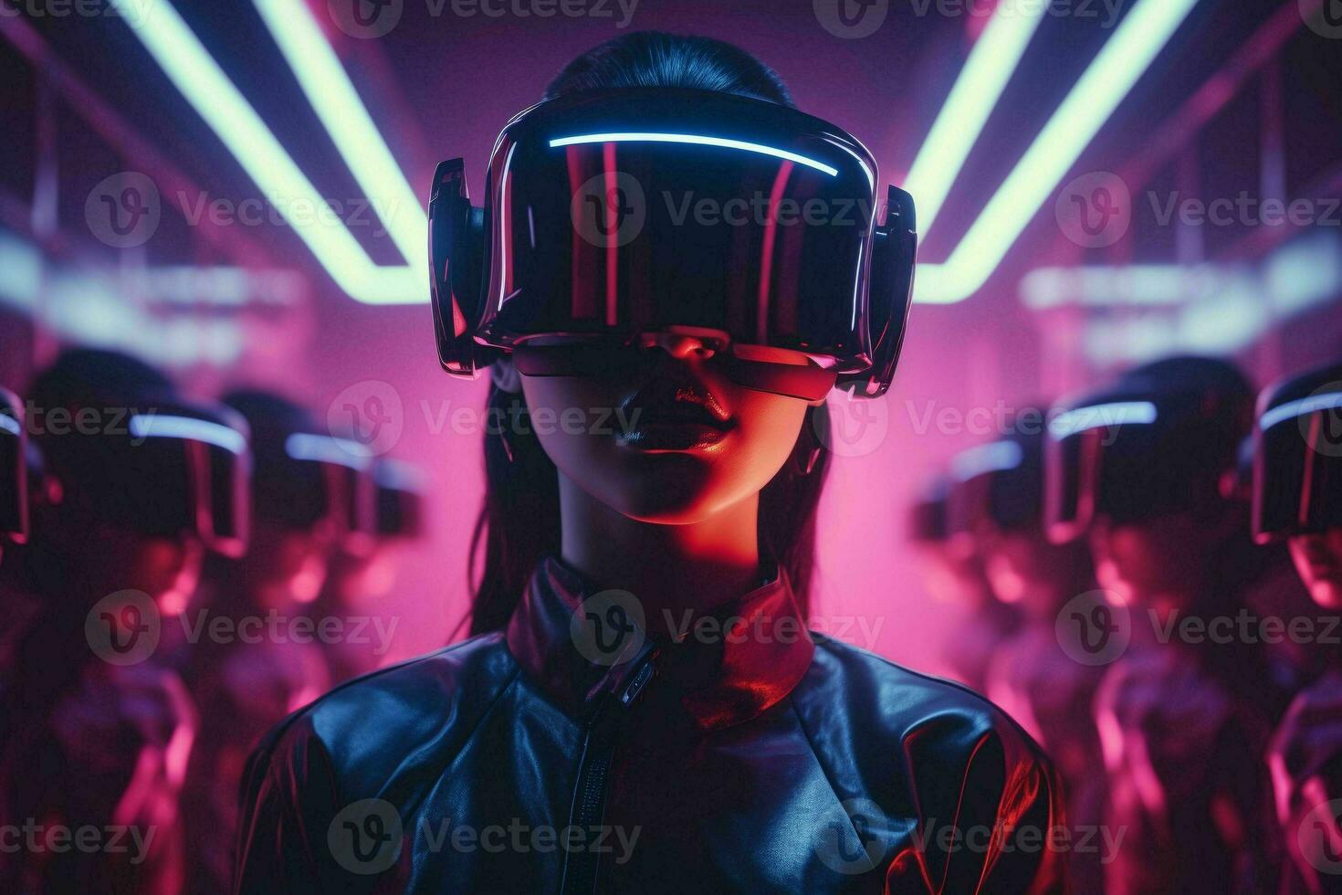 holográfico sin rostro programa cyberpunk.generativo ai foto