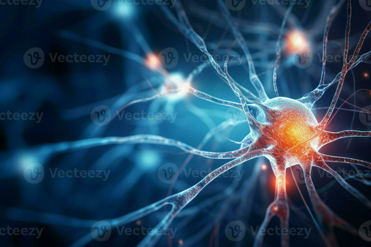 Human brain neural network cells active nerve science virtual education, AIGenerated photo