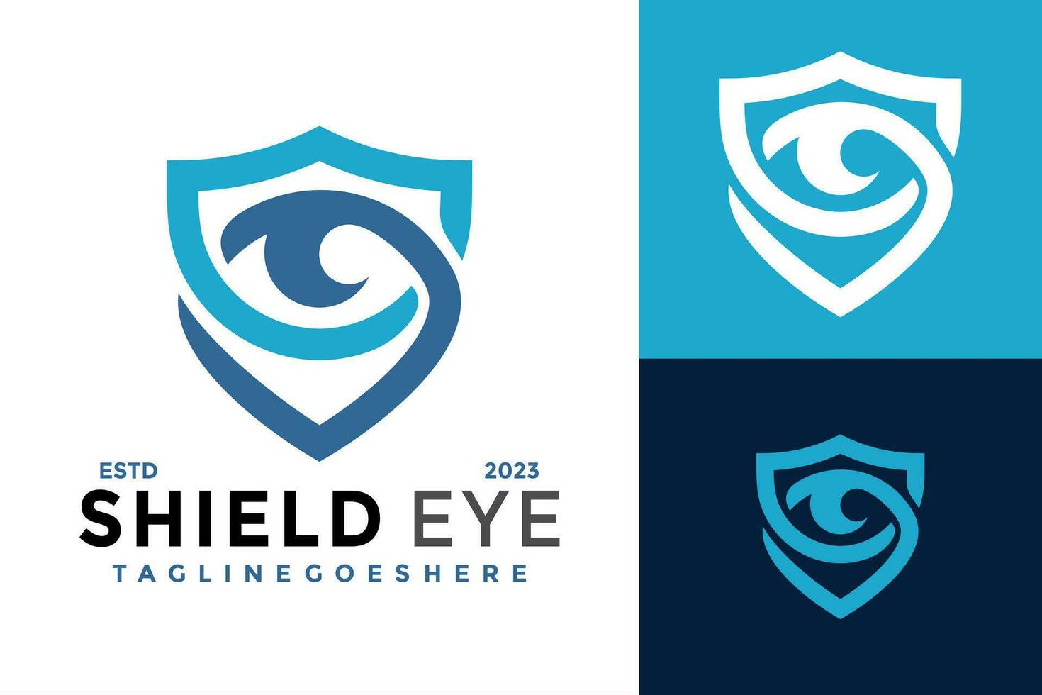 Shield Eye Logo design vector symbol icon illustration