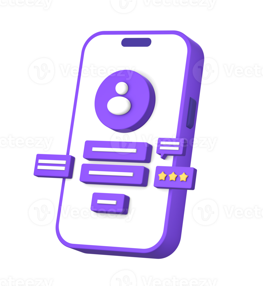 3d roxa ilustração ícone do usando Smartphone para Conecte-se ou placa dentro para social meios de comunicação aplicativo conta perfil lado png