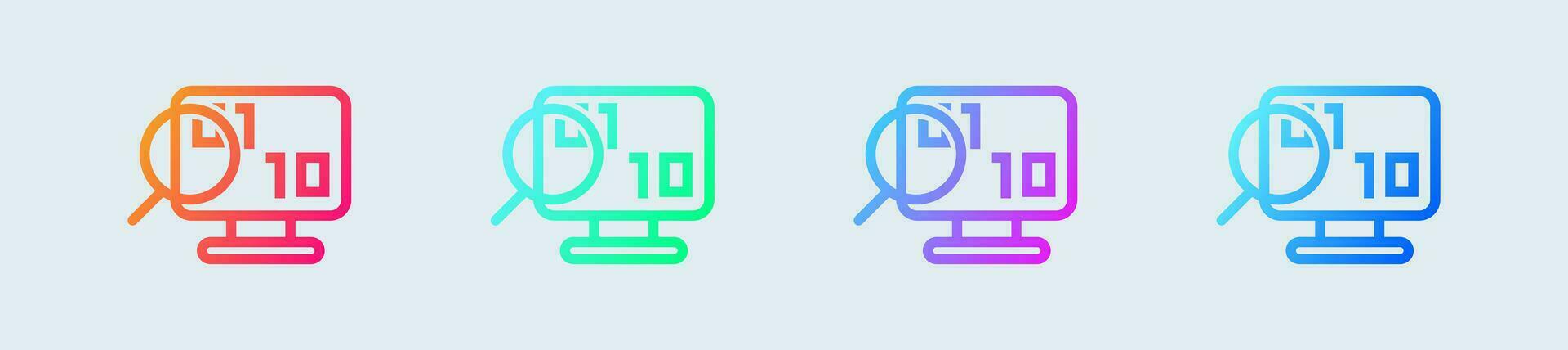 Binary line icon in gradient colors. Programming signs vector illustration.