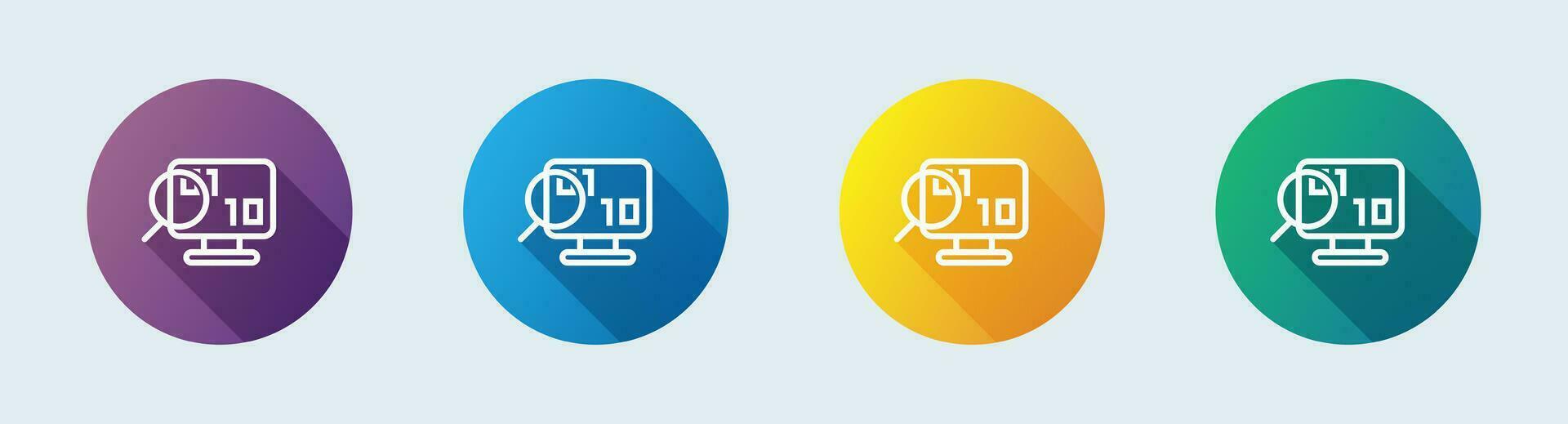 Binary line icon in flat design style. Programming signs vector illustration.