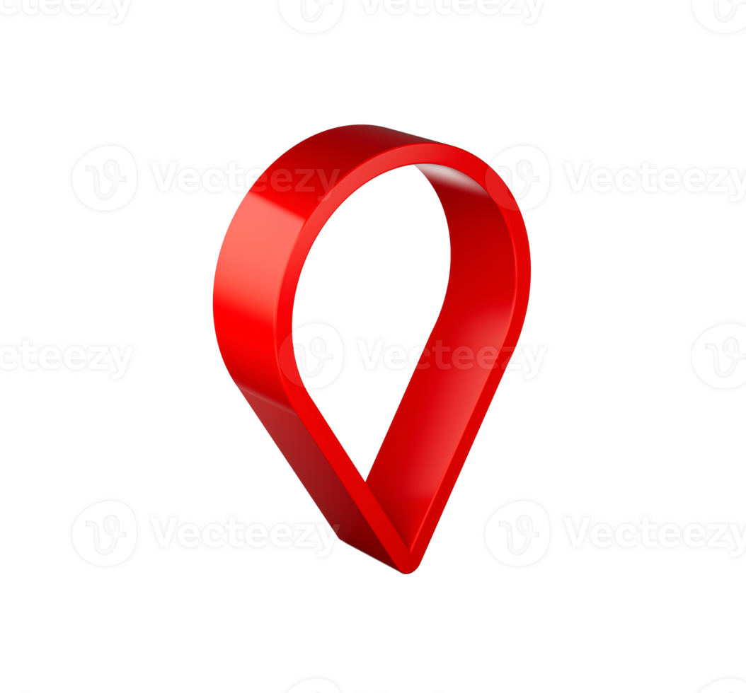 Red map pointer 3d pin. Location symbol 3D illustration png