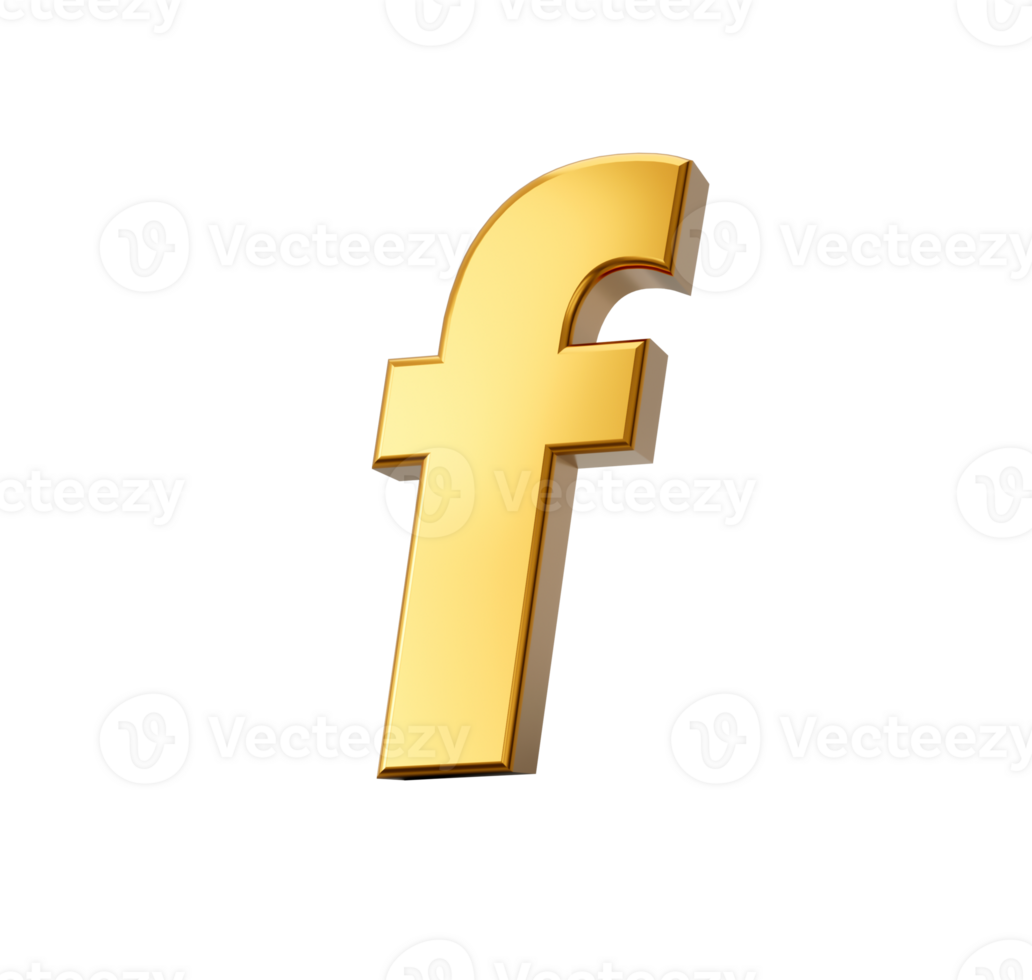 Golden alphabet f 3D Golden small Letters 3d Illustration png