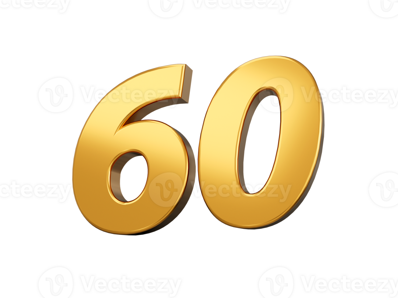 Gold number 60 Sixty shiny 3d number made of gold 3d illustration