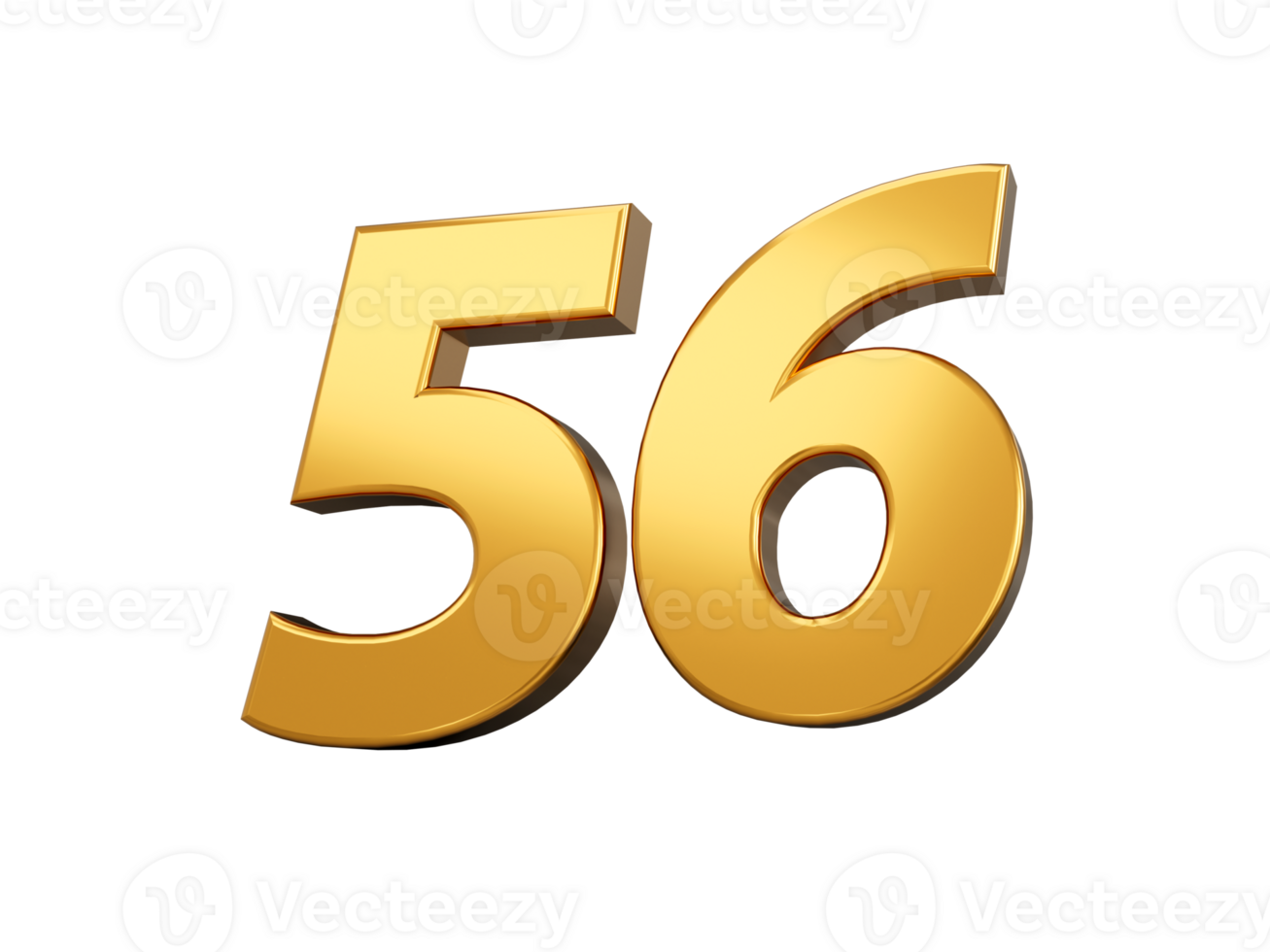 Gold number 56 Fifty six shiny 3d number made of gold 3d illustration png