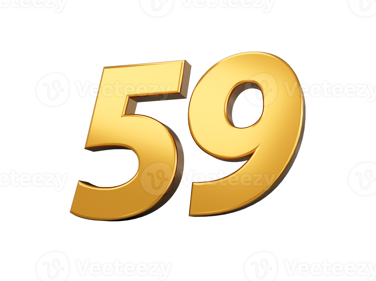 Gold number 59 Fifty nine  shiny 3d number made of gold 3d illustration png