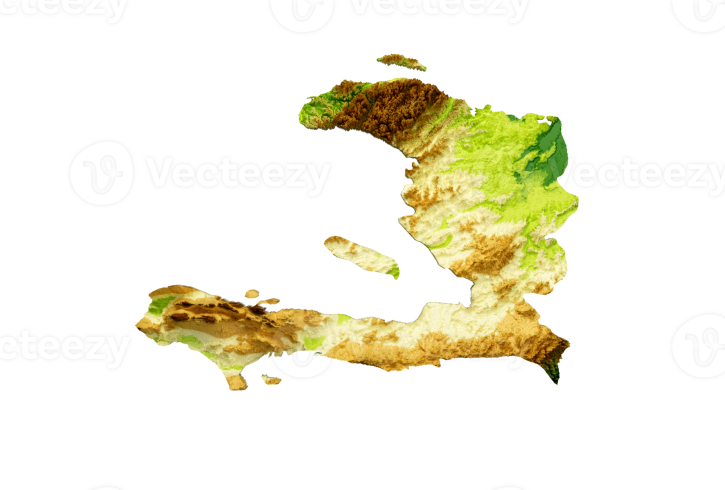 Haiti Map Shaded relief Color Height map 3d illustration png
