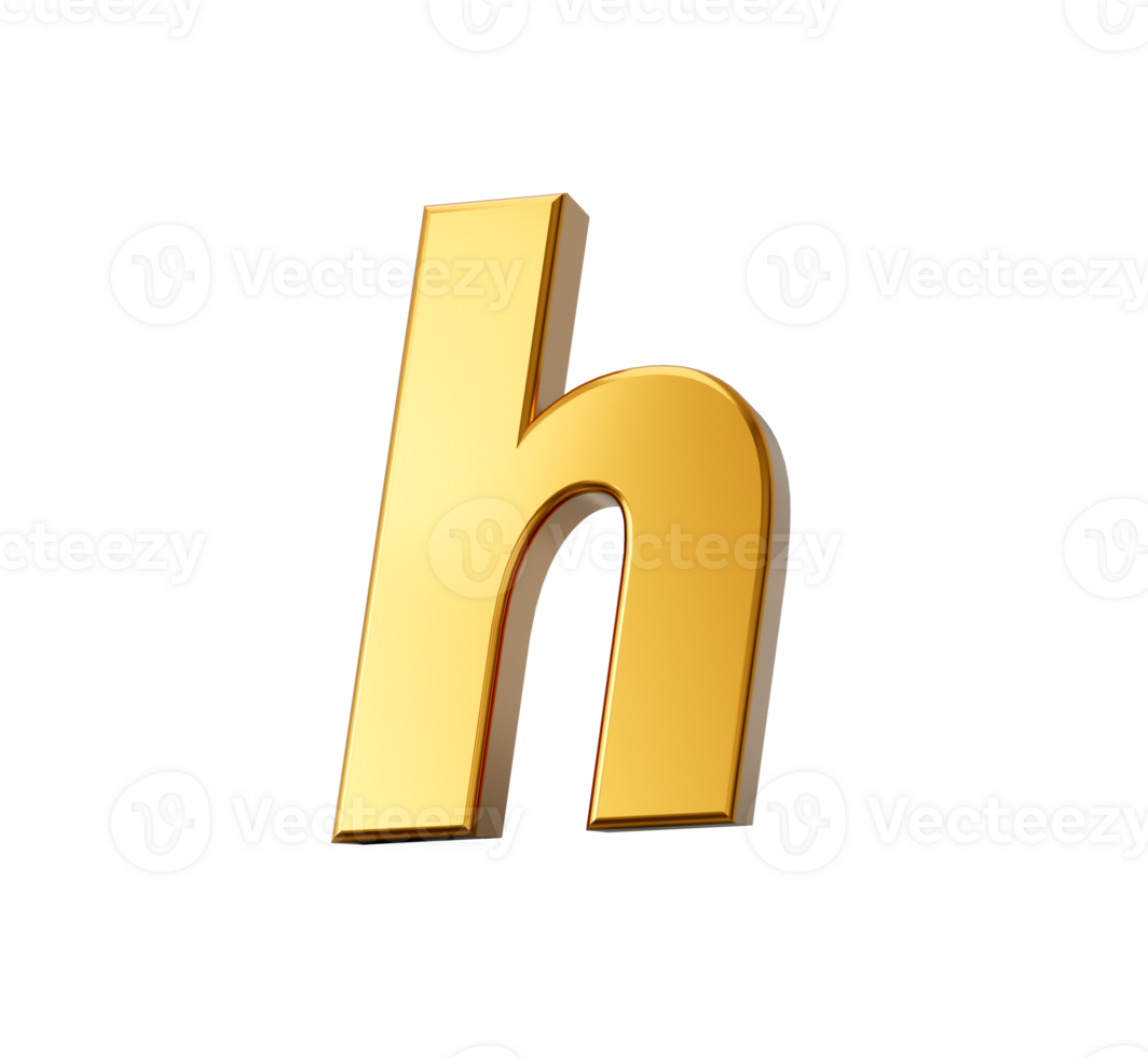 Golden alphabet h 3D Golden small Letters 3d Illustration png