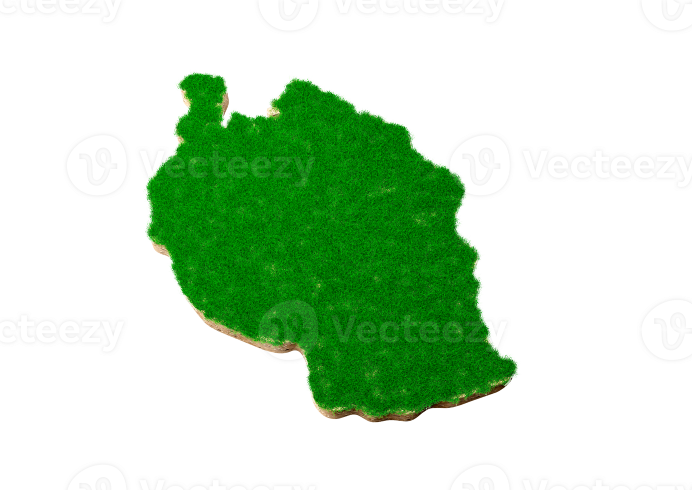 Tanzania Map soil land geology cross section with green grass and Rock ground texture 3d illustration png