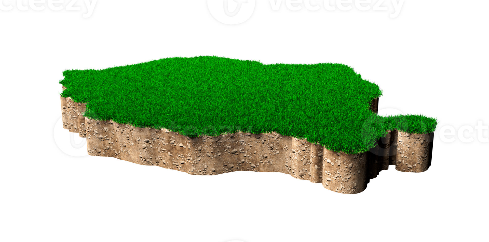 romania mappa suolo geologia sezione trasversale con erba verde e struttura rocciosa 3d illustrazione png