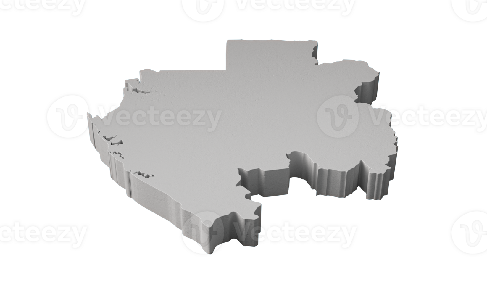 Gabon 3D map Geography Cartography and topology 3D illustration png