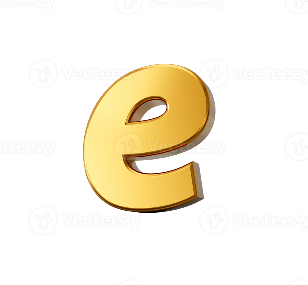 golden Alphabet e 3d golden klein Briefe 3d Illustration png