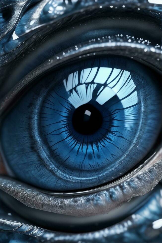 Blue Eye Dragon Ai Generative photo